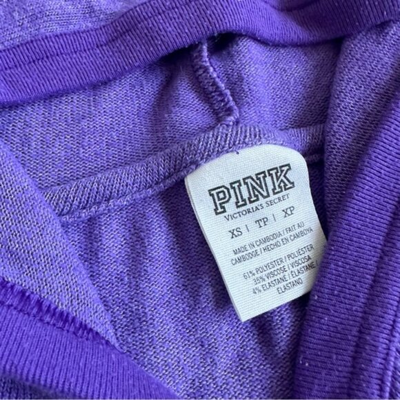 Victoria's Secret PINK | Purple Script Full Zip Logo Hoodie | Size Extra Small - Picture 8 of 11